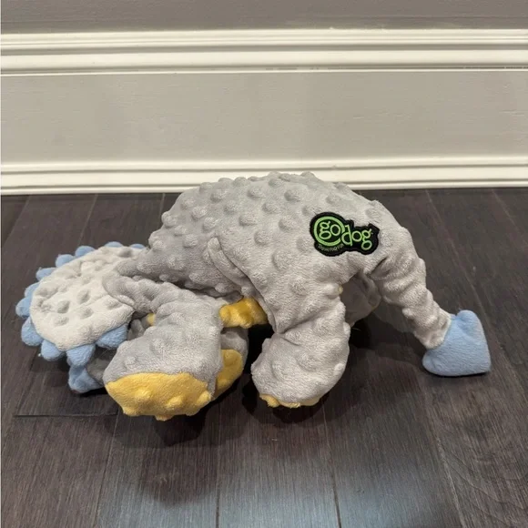 🎊HP🎉 Go Dog Tough Plush Dinosaur Pet Dog Toy - Gray and Blue - Picture 5 of 5